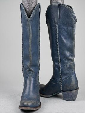 Junk Gypsy by Lane “Plain Jane” Distressed Blue Leather Boots size 9